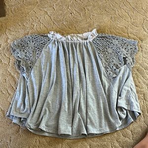 Free People Grey Crochet Detail Top!